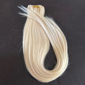 Machine Weft Hair Extensions 100% Human Hair Double Drawn Platinum Blonde 20" L